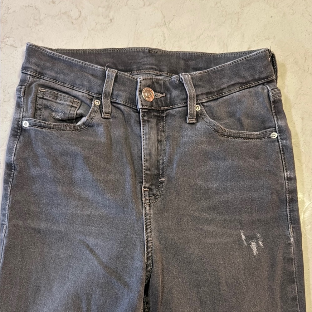 Topshop Gray Skinny High-Waisted Jeans